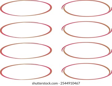 red green abstract ellipse sketch frame set vector