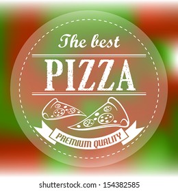 red and green abstract pizza label. pizza concept