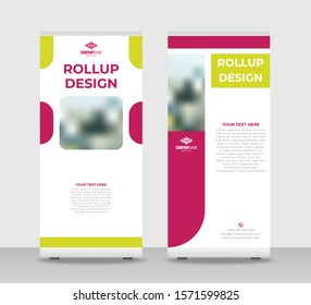 Red green Abstract Shapes Modern Exhibition Advertising Trend Business Roll Up Banner Stand Poster Brochure flat design template creative concept. Red green Roll Up EPS. Presentation Cover