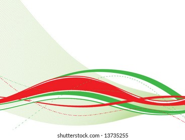 Red and green abstract waves