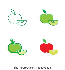 Red and green apple - fresh fruit icon