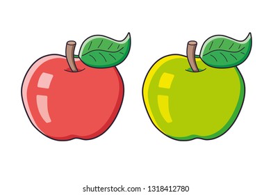 Red and green apple fruit isolated
