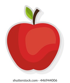 red and green apple fuit front view over isolated background, vector illustration 