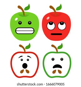 Red and green apple icon with different expression