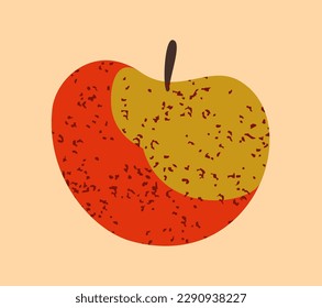 Red green apple sticker. Autumn harvest for October Vegetable Festival. Seasonal organic fruits with vitamins and beneficial properties for cooking meals. Hand drawn cartoon flat vector illustration