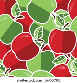 Red and green apple sticker background/card in vector format.