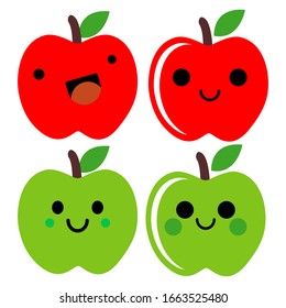 Red and green apple vector cute