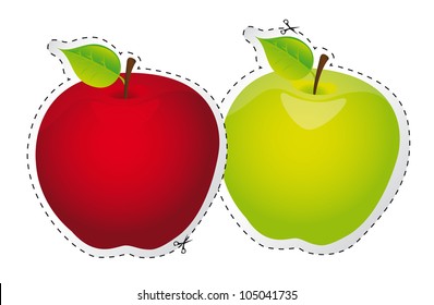 red and green apple vector with edges to trim. vector illustration