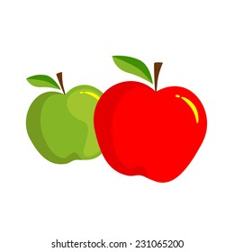 Red and green apple. Vector illustration
