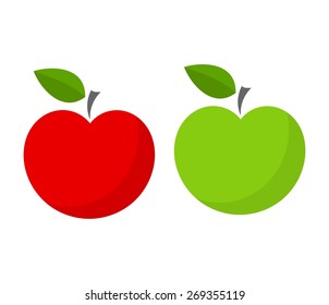 Red and green apple. Vector illustration