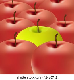 red and green apples