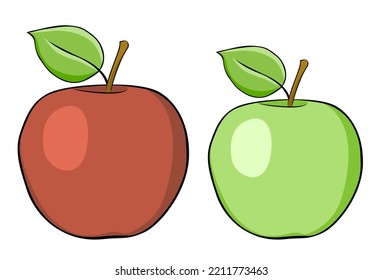 Red and Green Apples icon vector illustration isolated on white background