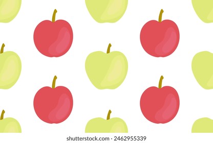 Red and green apples isolated on a white background. Seamless pattern. Flat style. Background for paper, cover, textile, interior decor.