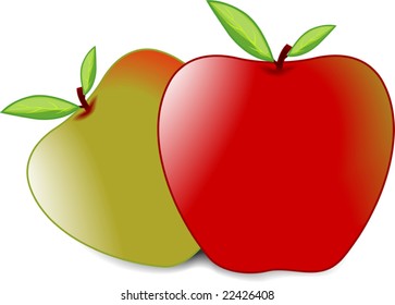  red and green apples with leaf	