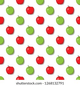 red and green apples seamless pattern on white background. flat cartoon vector illustration easy to edit and costomize. eps10