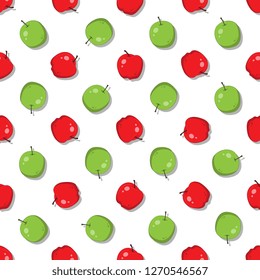 red and green apples seamless pattern on white background. flat cartoon vector illustration easy to edit and costomize. eps10