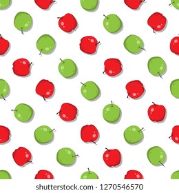 red and green apples seamless pattern on white background. flat cartoon vector illustration easy to edit and costomize. eps10