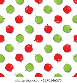 red and green apples seamless pattern on white background. flat cartoon vector illustration easy to edit and costomize. eps10