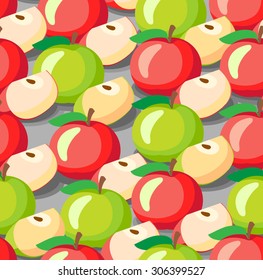 Red and green apples seamless pattern.