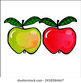 Red and green apples vector illustration