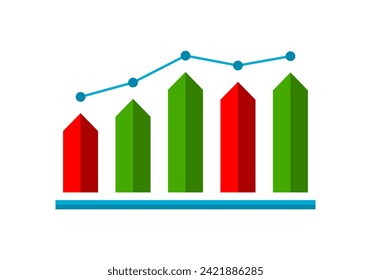 Red and green arrow candlestick chart graph business icon flat vector design