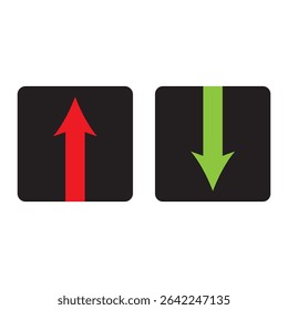 Red and green arrow up and down icon sign vector. Cryptocurrency, stock and forex investment trading analysis symbol. Vector illustration, eps 10.