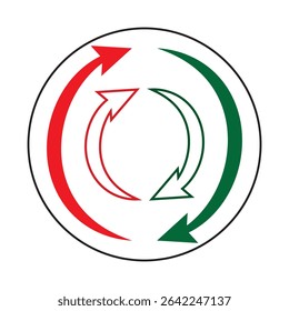 Red and green arrow up and down icon sign vector. Cryptocurrency, stock and forex investment trading analysis symbol. Vector illustration, eps 10.