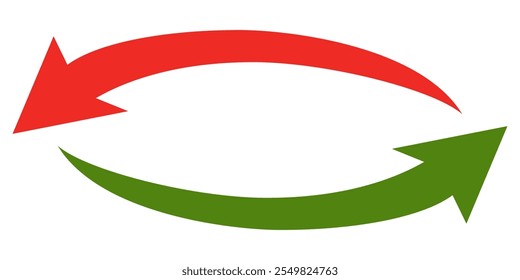 
Red and green arrow vector icon isolated on white background. Arrow shows direction symbol in flat style. Vector red and green icon in flat style. a sign of economic growth