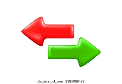 Red and green arrows. 3d vector element