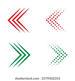 Red and Green Arrows with Different Styles for UI Design.