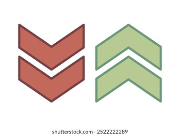 Red and green arrows up and down