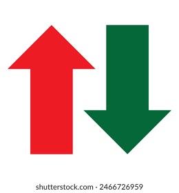 Red and green arrows icon. Up-down arrow. Symbols of moving up and down