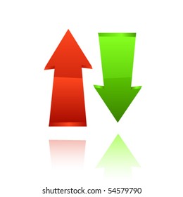 Red and green arrows. Vector