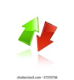 Red and green arrows. Vector