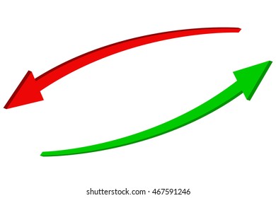 Red and green arrows. Vector illustration isolated on white background