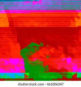 Red and green background in style glitch- art. Vector illustration.