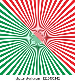 red and green background : sunburst vector. Christmas concept.