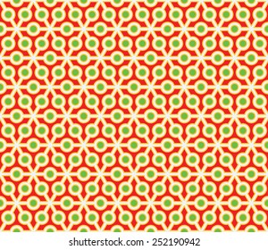 Red and green batik color pollen seamless pattern background vector. 