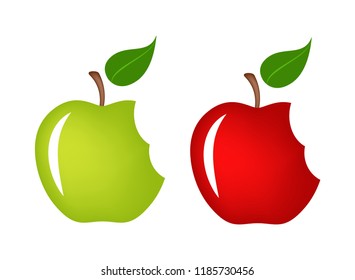 Red and green bitten apple, vector design