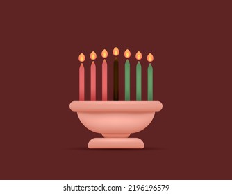 red, green, and black candles. symbol of Kwanzaa celebration. happy kwanza day. 3d and realistic design. graphic elements. vector illustration