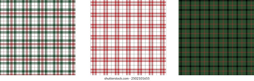 Red Green Black Christmas Tartan Plaid Pattern Vector Rustic Christmas Background Lumberjack style flannel shirt