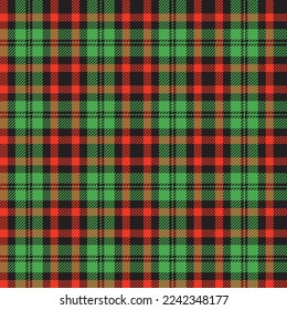 Red, green and black simple Christmas plaid. Seamless vector tartan design suitable for fashion, home decor and stationary