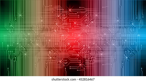 red green blue abstract cyber future technology concept background, vector illustration, circuit, binary code