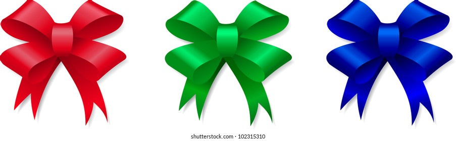 Red, green and blue bows