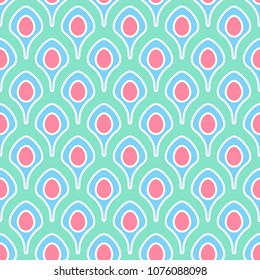 Red, green and blue color oval shape seamless pattern background.