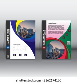 Red, green and blue colour abstract shapes business vector template. Modern and stylish brochure, cover page, annual report, poster, book, flyer, design.