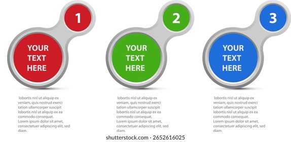 Red, green and blue connected circular infographic template. RGB infographic template. Circular text placeholder.