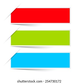 Red Green Blue Empty Paper Vector Labels Set Isolated on White Background