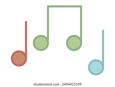 Notas musicales rojas, verdes y azules