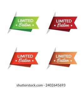 Red, green, blue and orange sticker with inscription Limited Edition and with curled edges.